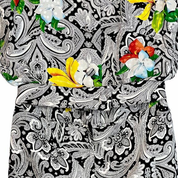 Richie Freeman For Teri Jon Silk Floral & Paisley Print Dress Midi Length Sz 10 - Picture 11 of 16